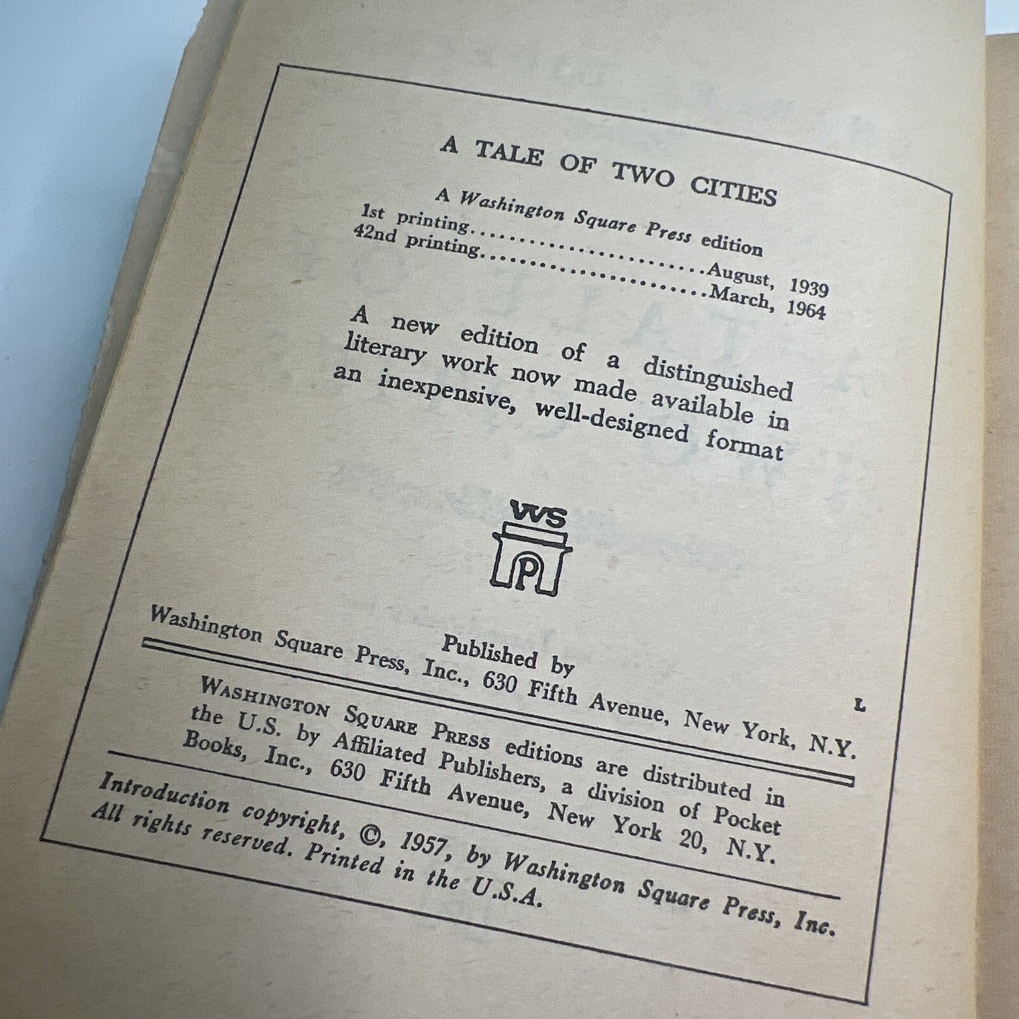 A Tale of Two Cities by Charles Dickens 1962 Vintage Paperback 42nd Printing