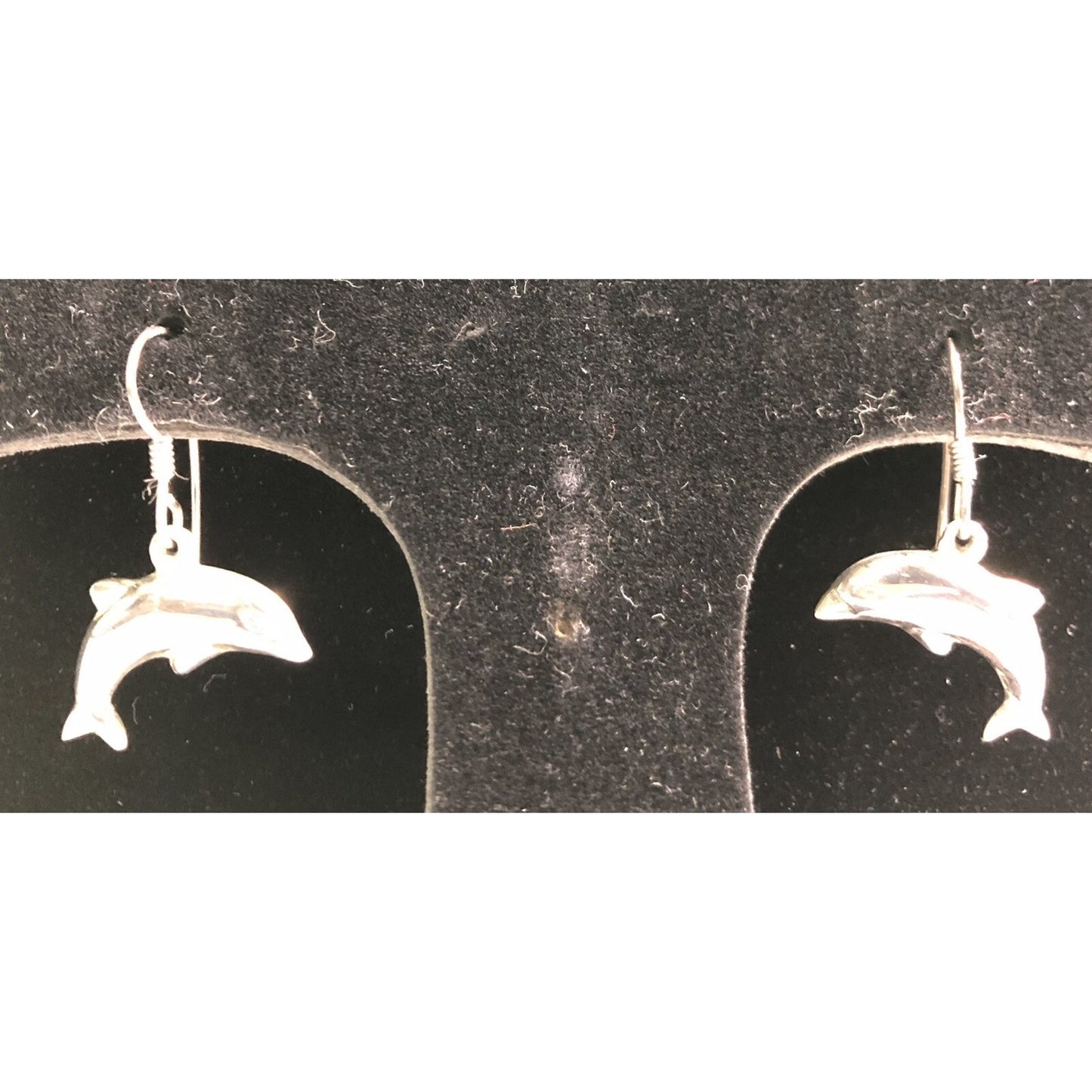 Pair Vintage Sterling Silver DOLPHIN EARRINGS Wire Hook Dangle Handcrafted