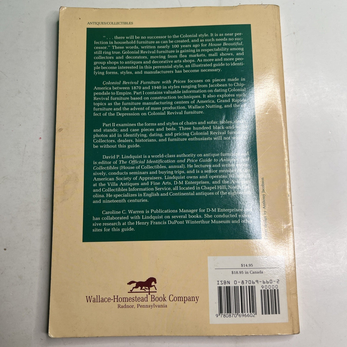 Colonial Revival Furniture with Prices by Warren and Lindquist 1993 PB