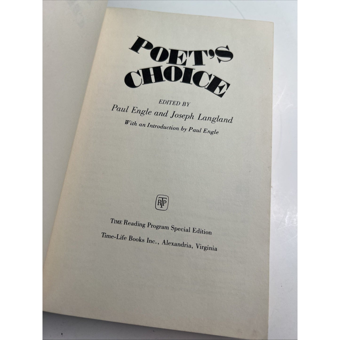Poet's Choice, edited by Paul Engle and Joseph Langland 1966 1982 PB