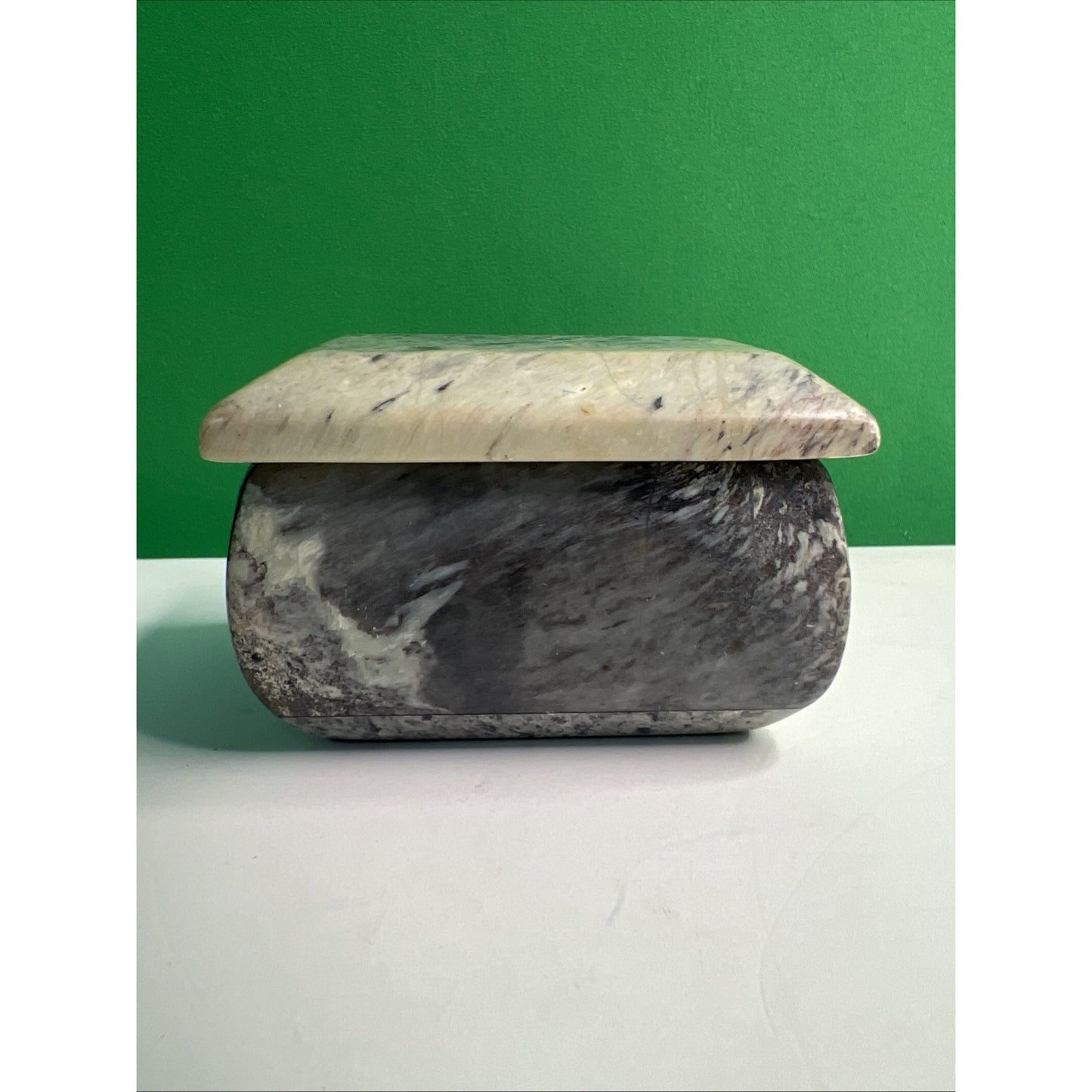 Carved Soapstone Small Box Trinket Vanity Natural Stone with Lid