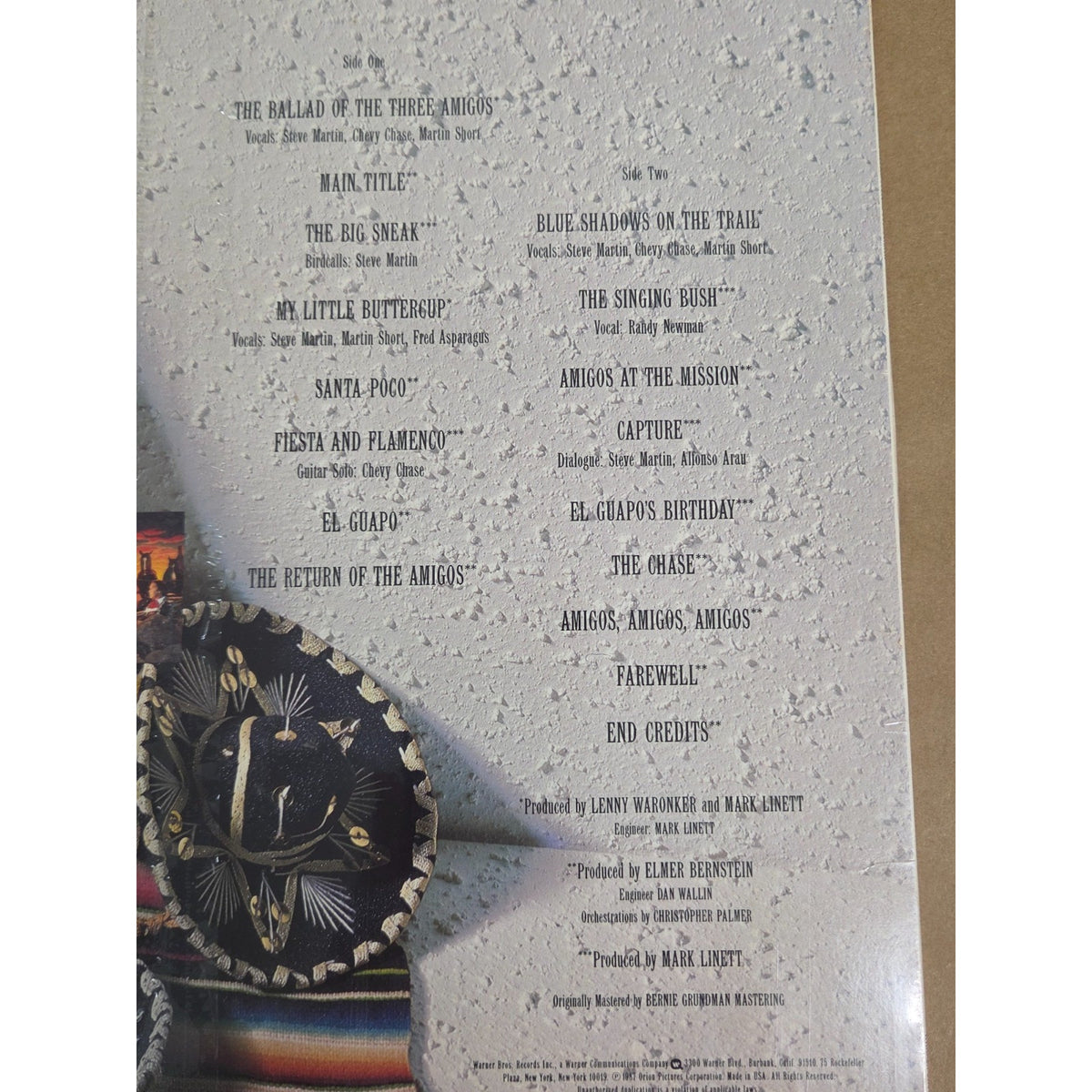 SEALED NOS 1987 Three Amigos Soundtrack Vinyl LP Original Pressing Randy Newman
