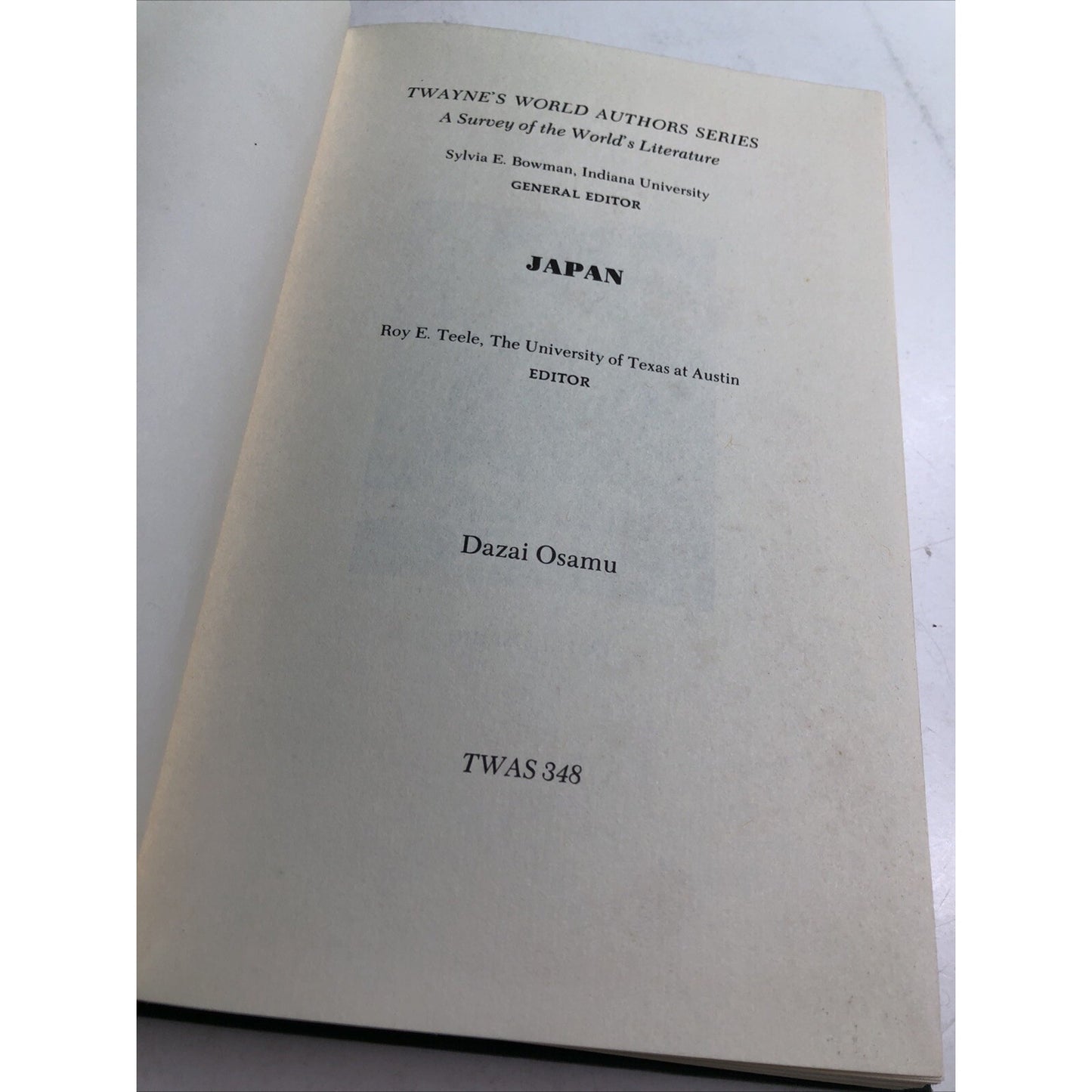 DAZAI OSAMU by James A. O'Brien 1975 #348 TWAS Twayne World Author Series Japan