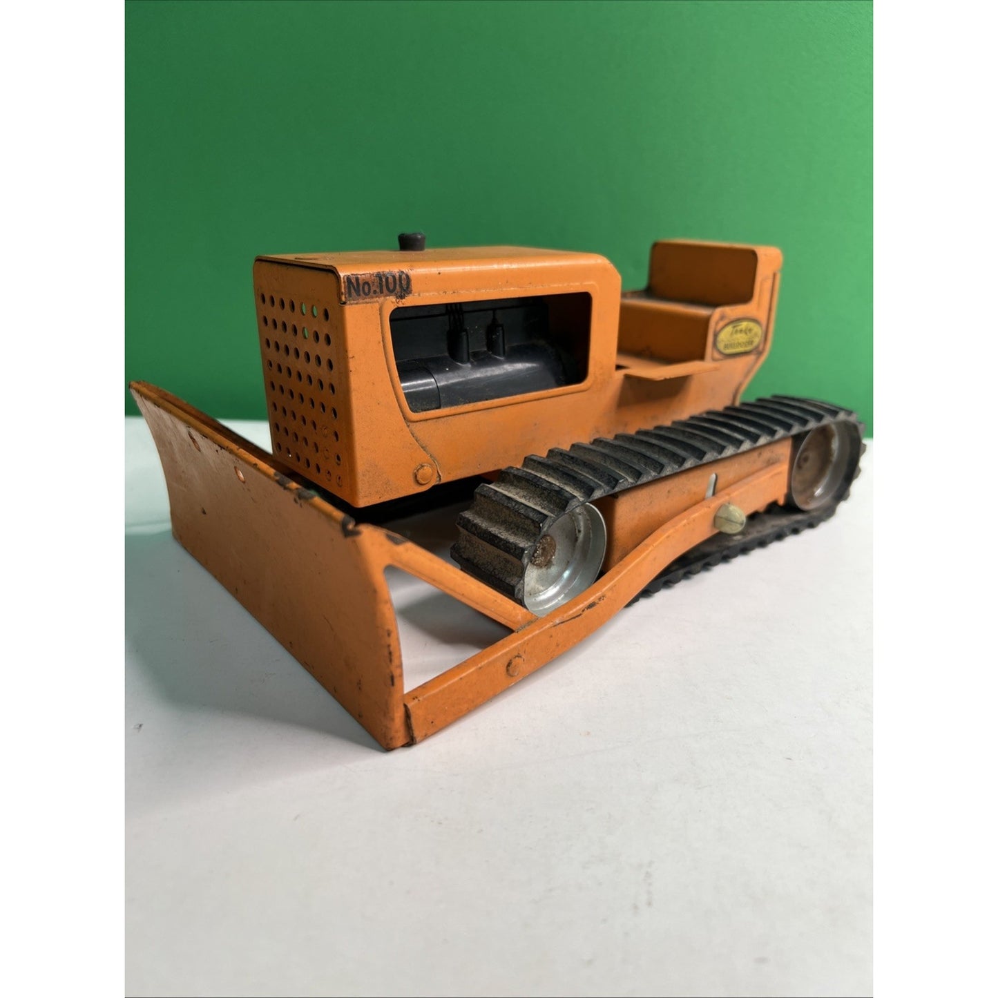 Vintage Orange 1960's Mighty Tonka Toys Bulldozer Pressed Steel Original No. 100