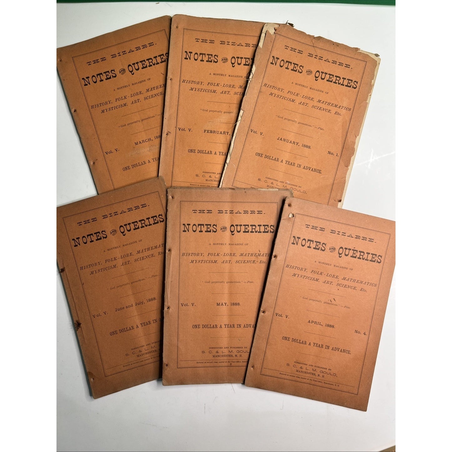 Lot Of 6 The Bizarre: Notes And Queries Magazine Vol. 5 Jan-July 1888 - OCCULT