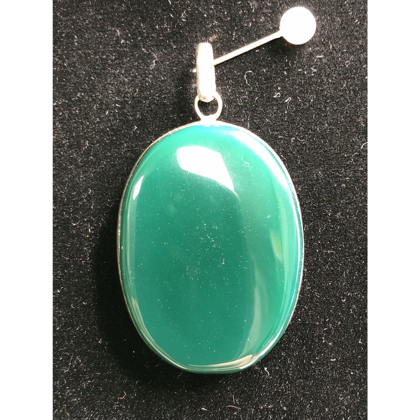 925 Sterling Silver Green Onyx Charm Pendant Beautiful Woman's Gift