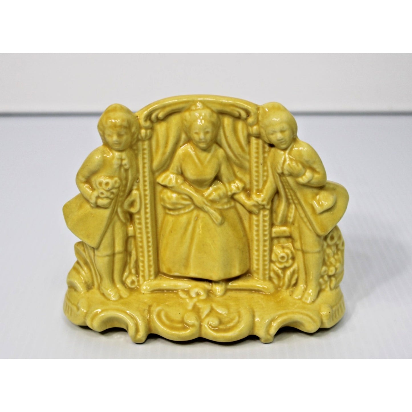 Vintage 1940s Cameron Clay Yellow Figural Vase, Romantic, Cottage, Grandma Chic