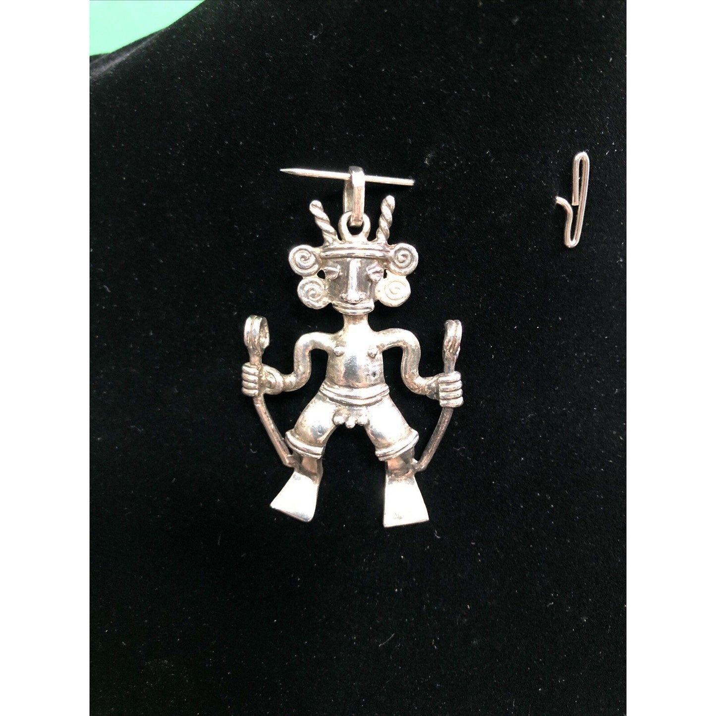 Vintage Sterling Silver Tribal Pendant Mayan Fertility Kachina