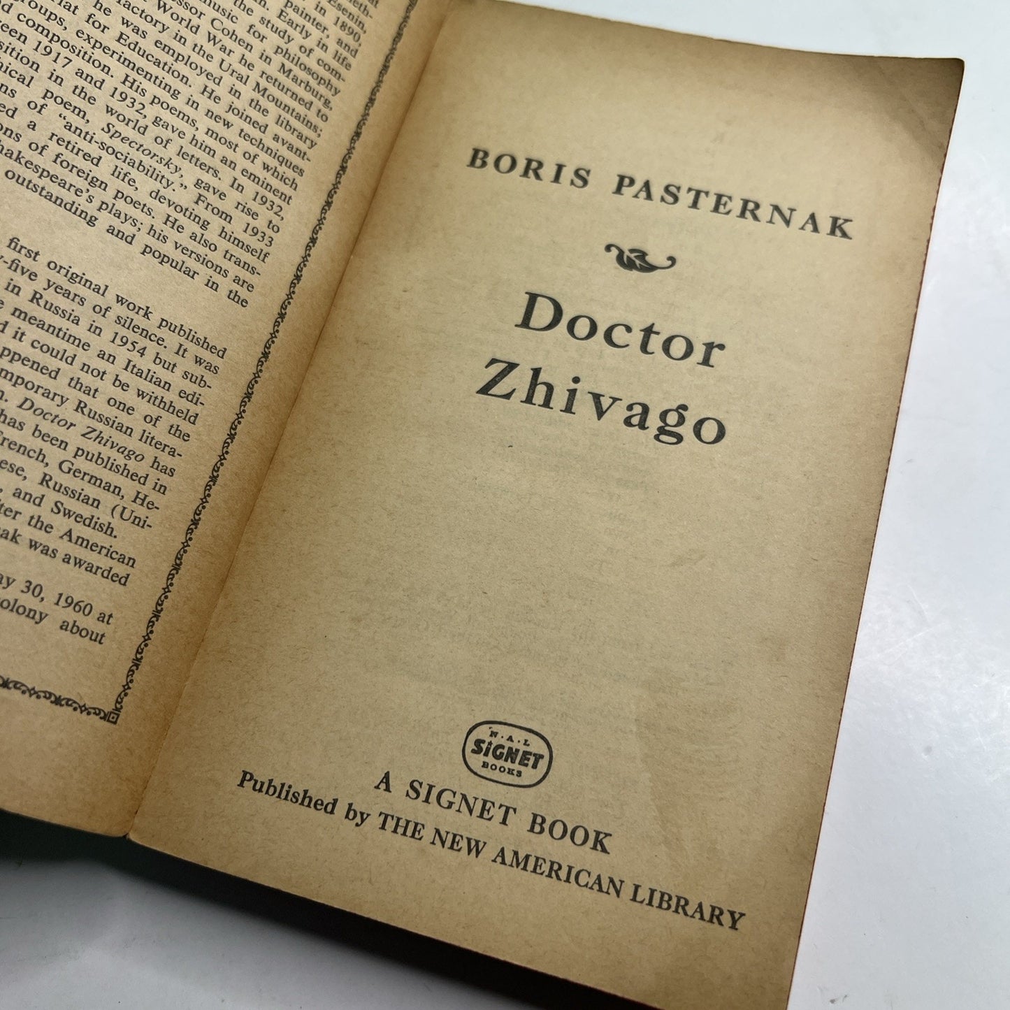 Doctor Zhivago Boris Pasternak 1958 Vintage Signet Classic Novel PB Literature