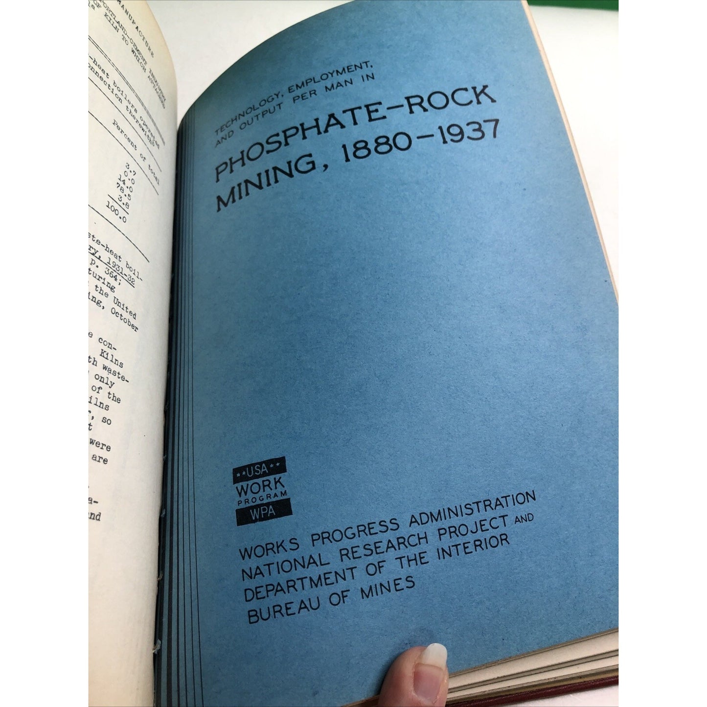 1937 WPA National Research Project Volume 1 Mines Ore Cement Rock Stone HC