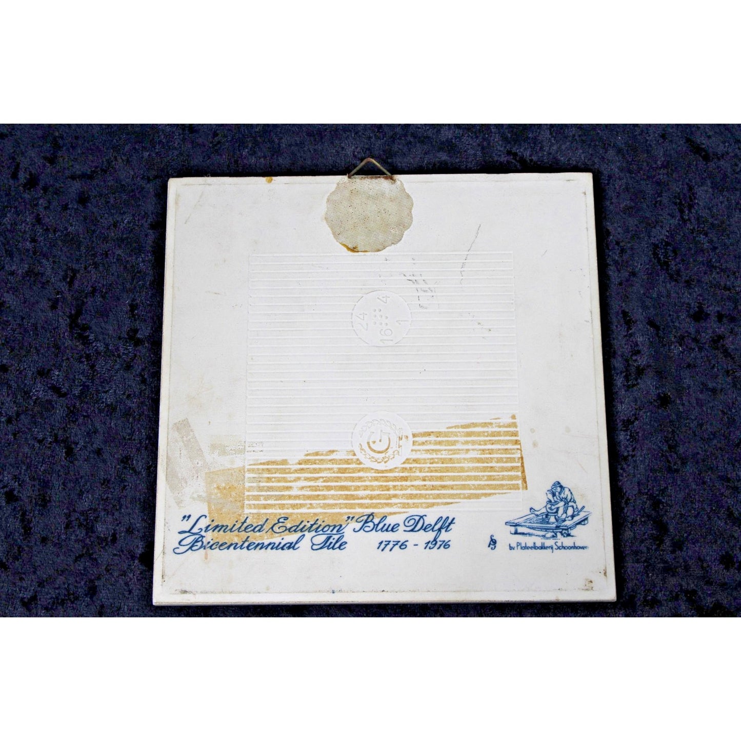 Vintage Blue Delft Bicentennial Tile 1776-1976, Limited Edition 6"x6" w/ Hanger