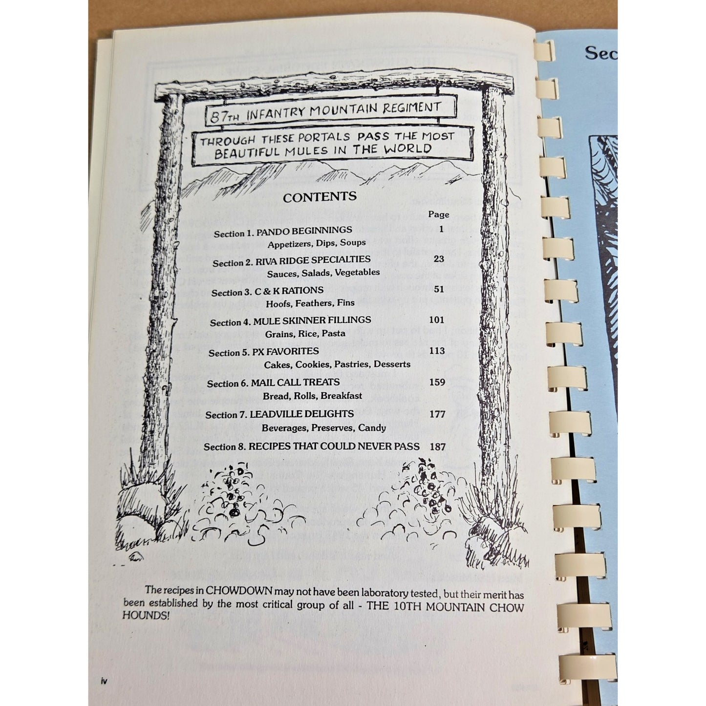 Vintage 10th Mountain Division "Chowdown with the Tenth" Cookbook WWII- Rare!