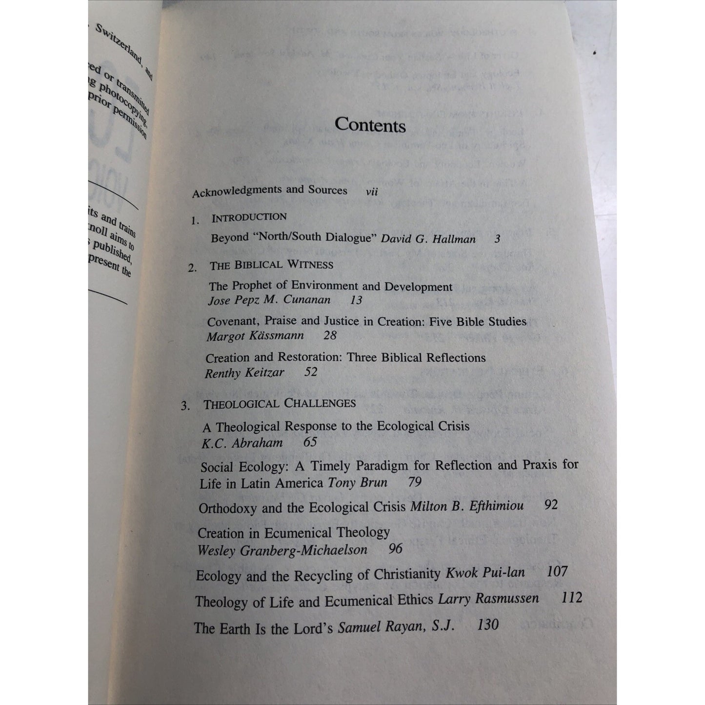 Ecotheology Voices from South and North PB By Hallman, David 2nd Printing 1995