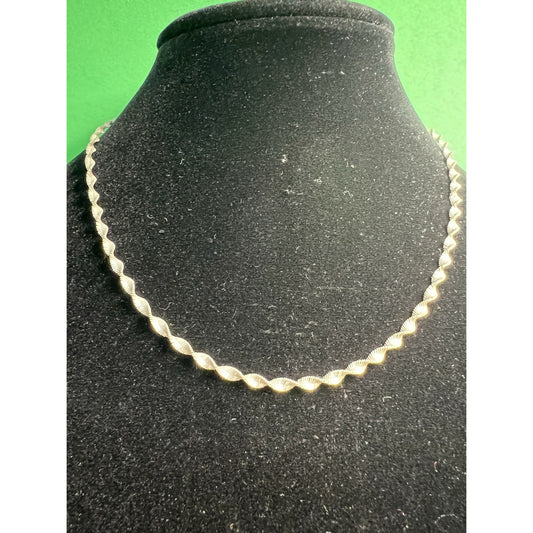 Vintage 18” Twisted Sterling Silver 925 Chain Necklace Italy Unique Elegant