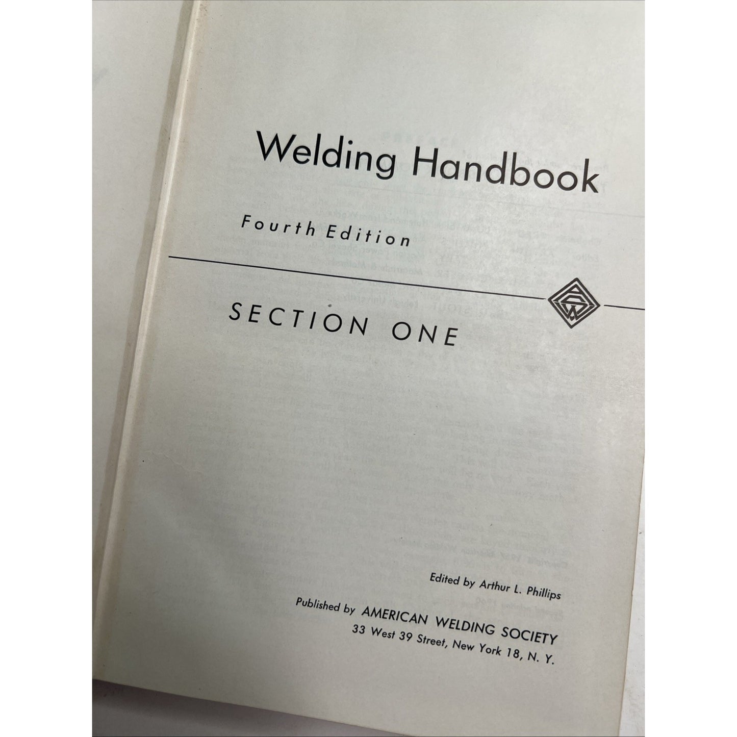 Welding Handbook Fourth Edition Section One HC Vintage 1960 Illustrated