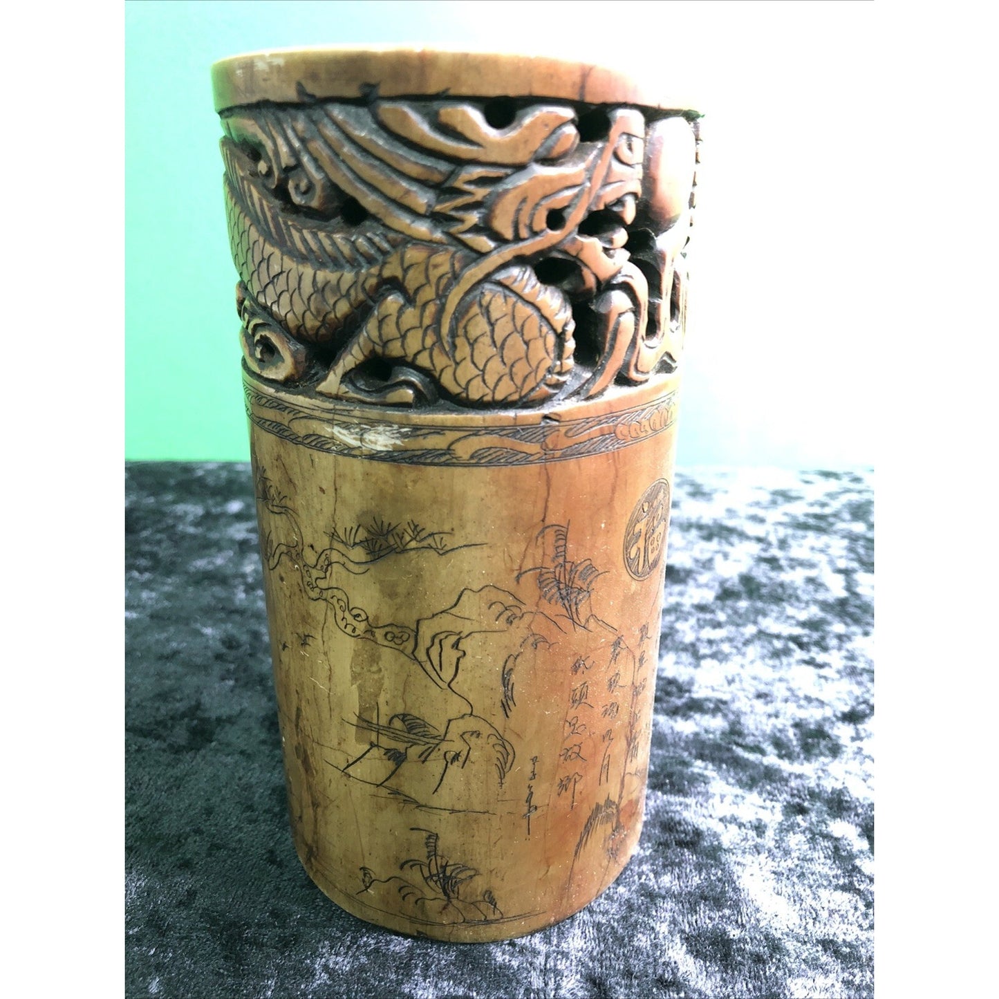 Chinese Hand Engraved Stone Paper Weight