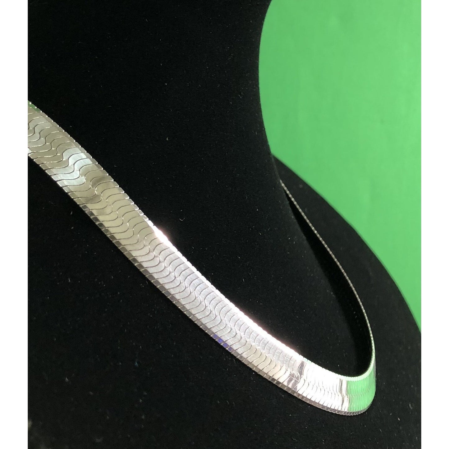 Fabulous Sterling Silver Herringbone Statement Necklace Chain 925 Italy 19”