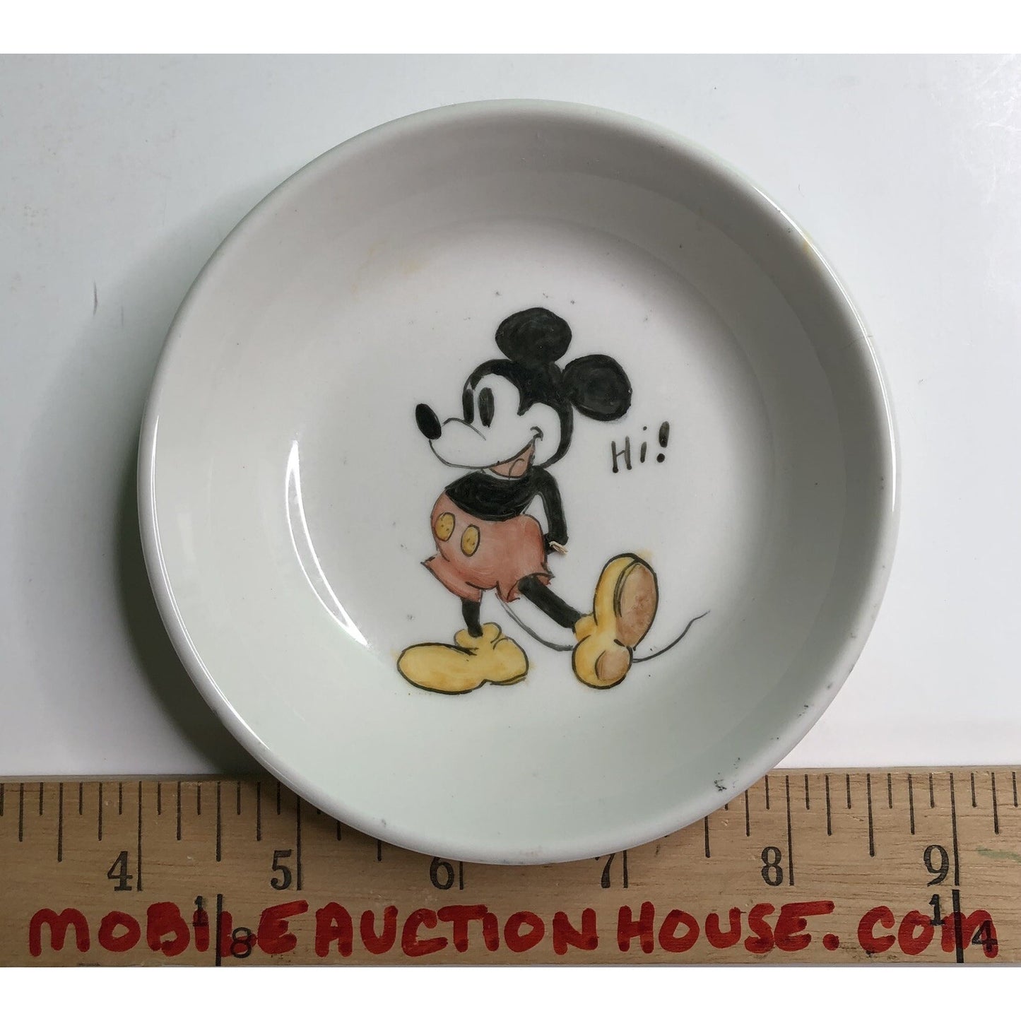 Vintage Homer Laughlin Best China 4.5” MICKEY MOUSE BOWL Hand Painted Signed