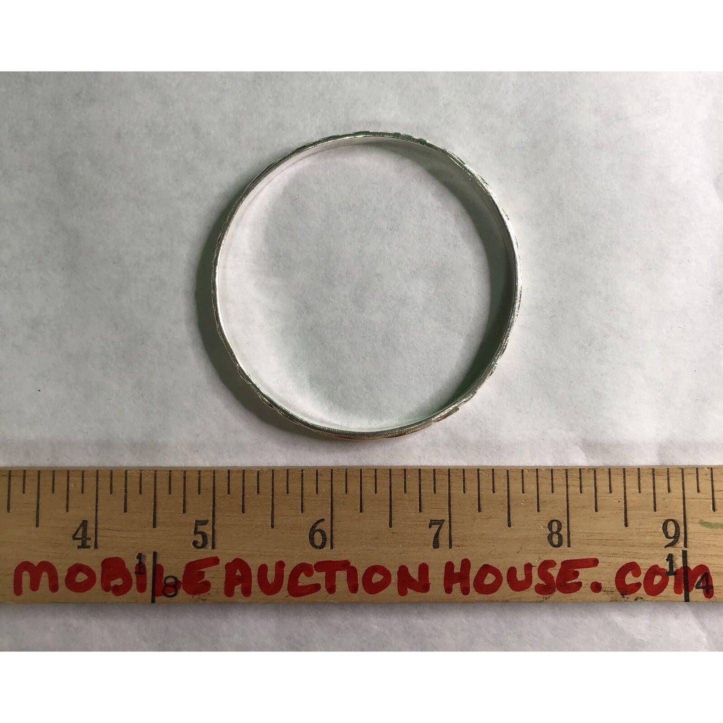 Vintage Mexican Solid Sterling Silver Bangle Bracelet Marked 17+ Gram Leaf Motif