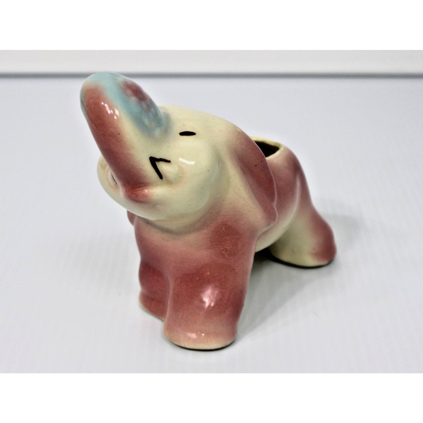 Vintage Mid Century Kitschy Elephant Ceramic Planter, Pottery, Baby, Nursery
