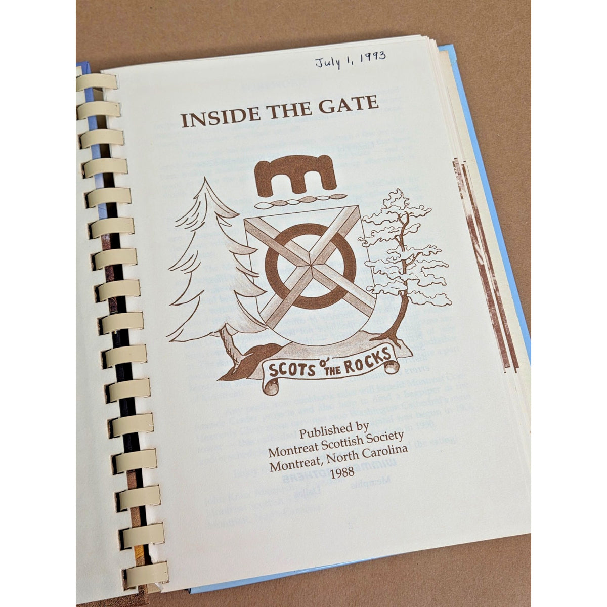 Inside the Gate- Montreat Scottish Society Cookbook Vintage 1989 NC History