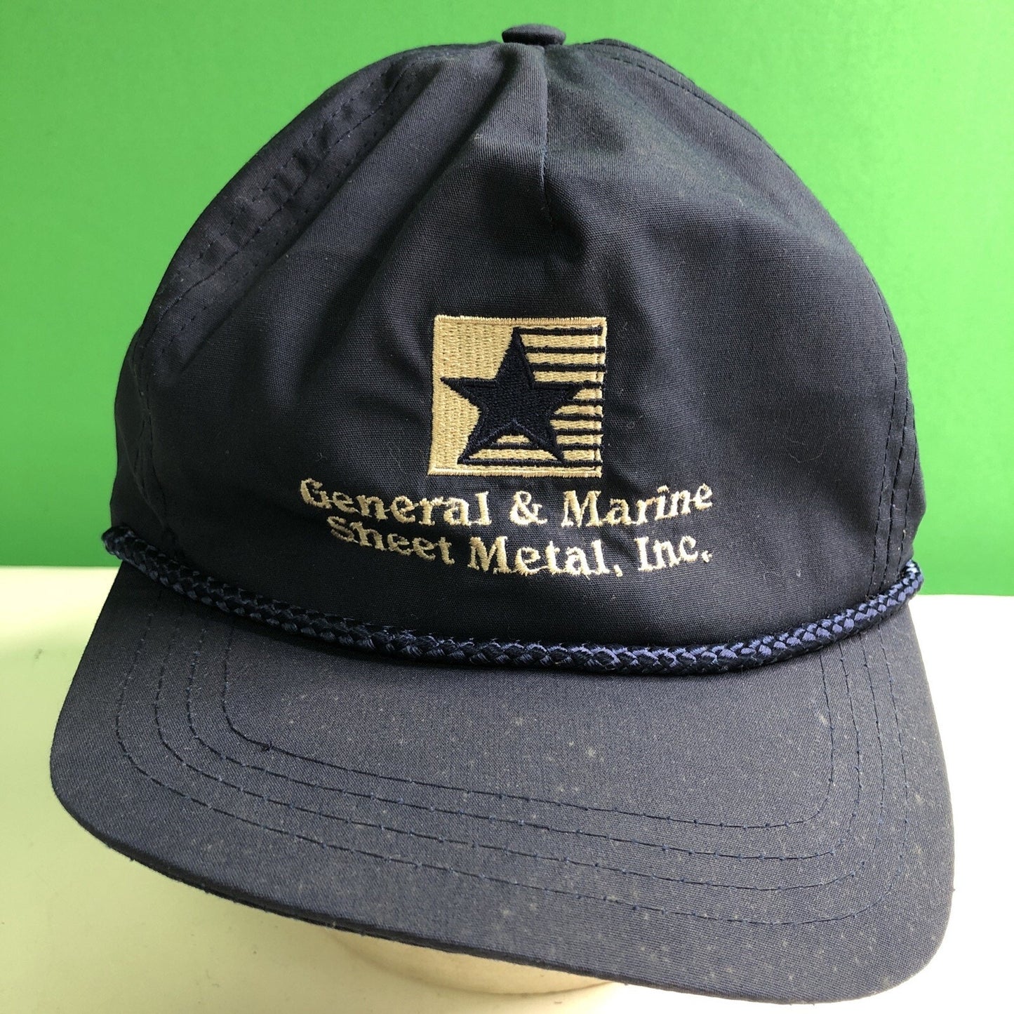 Vintage GENERAL & MARINE SHEET METAL INC Logo Strap Back Polyester Ball Cap Hat