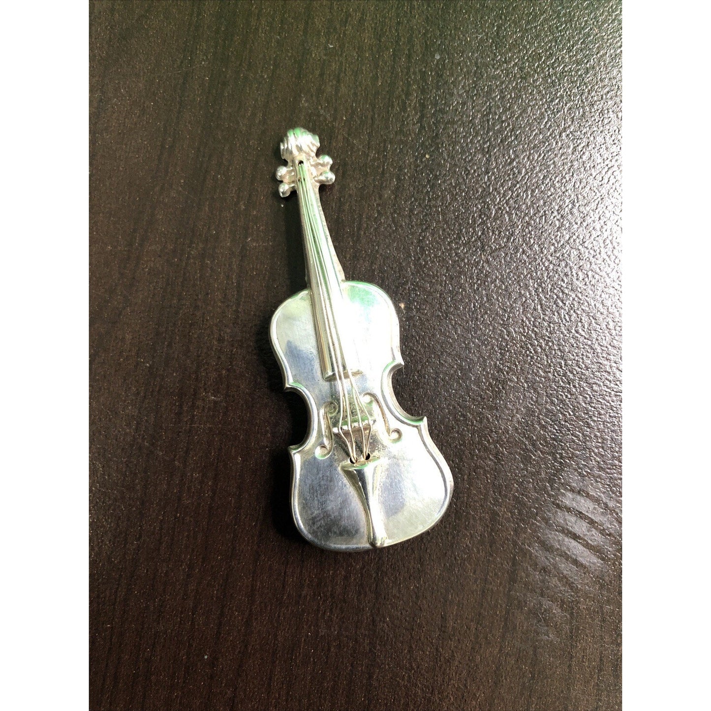 Vintage Lang Sterling Silver Violin Cello Pin Brooch 2.4"x.75" Music Instrument