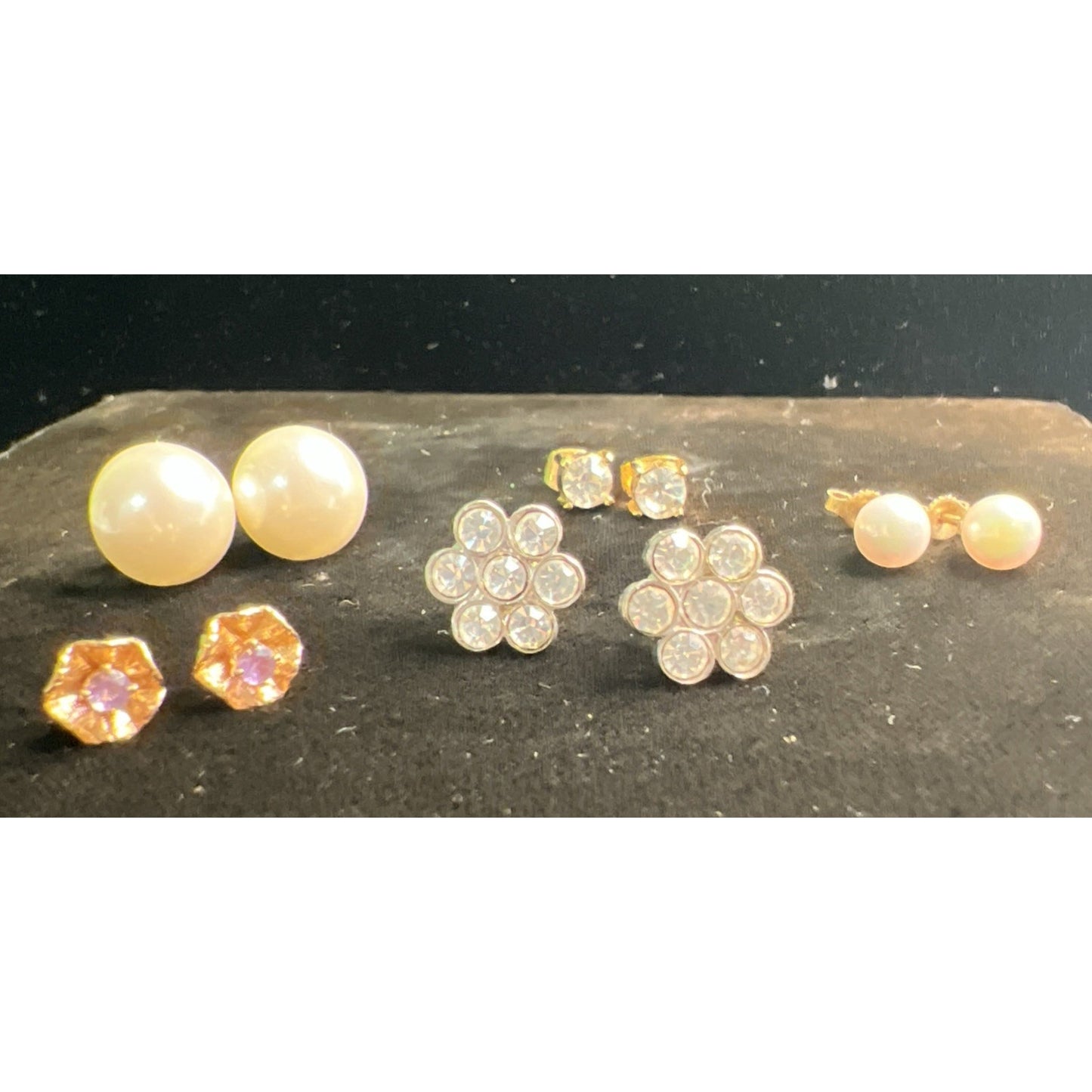 LOT OF MIXED STUD POST EARRINGS 5 PAIRS Variety