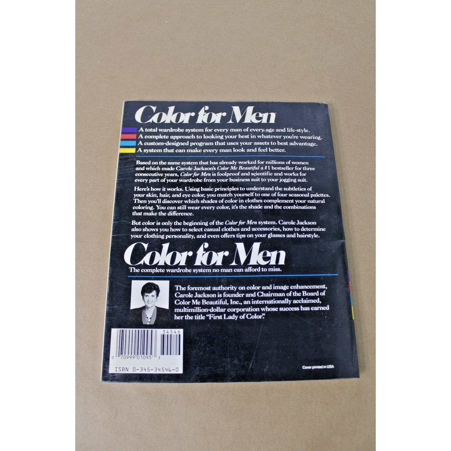 VTG 1984 Color for Men, Carole Jackson, Ballantine, Fashion Guide, Grooming Tips