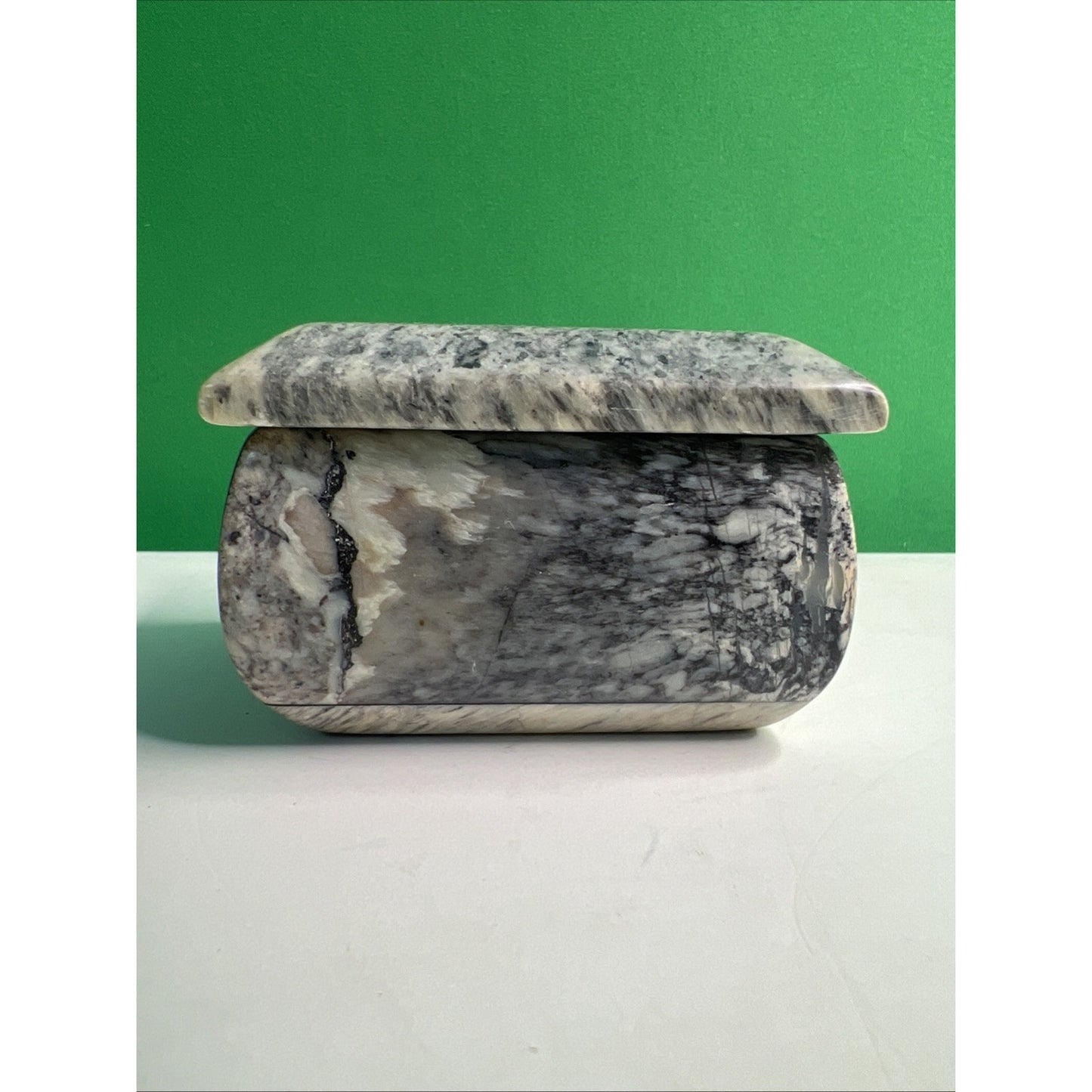 Carved Soapstone Small Box Trinket Vanity Natural Stone with Lid