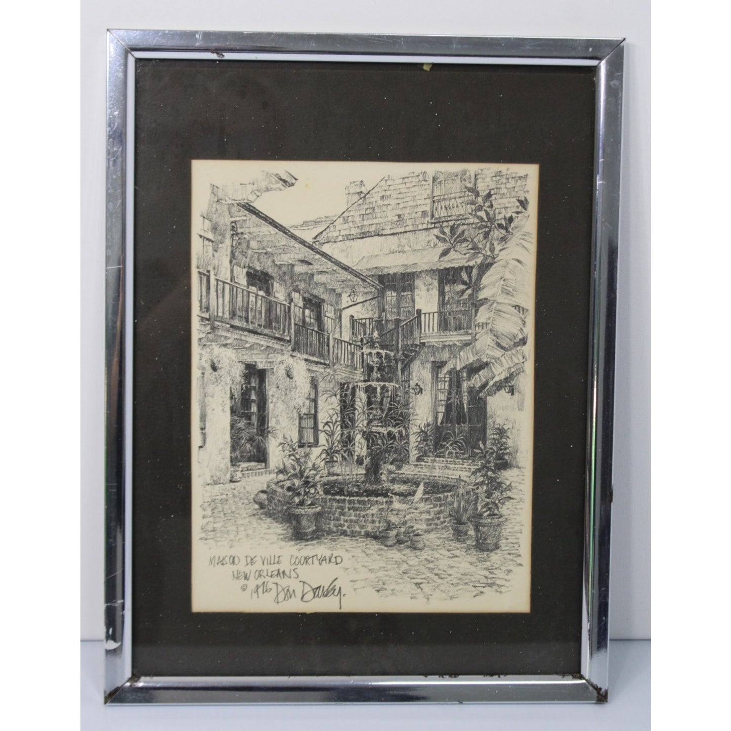 MAISON DE VILLE COURTYARD NEW ORLEANS 1976 Don Davy Framed, Signed Art Print