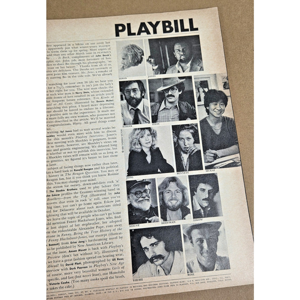 Playboy August 1980 Bo Derek Bo Encore Ronald Reagan Article Porsche 928 Ad