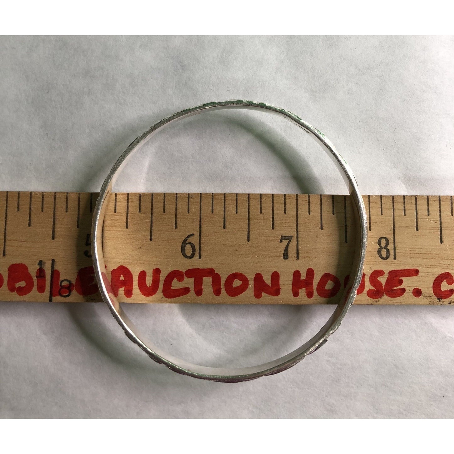 Vintage Mexican Solid Sterling Silver Bangle Bracelet Marked 17+ Gram Leaf Motif