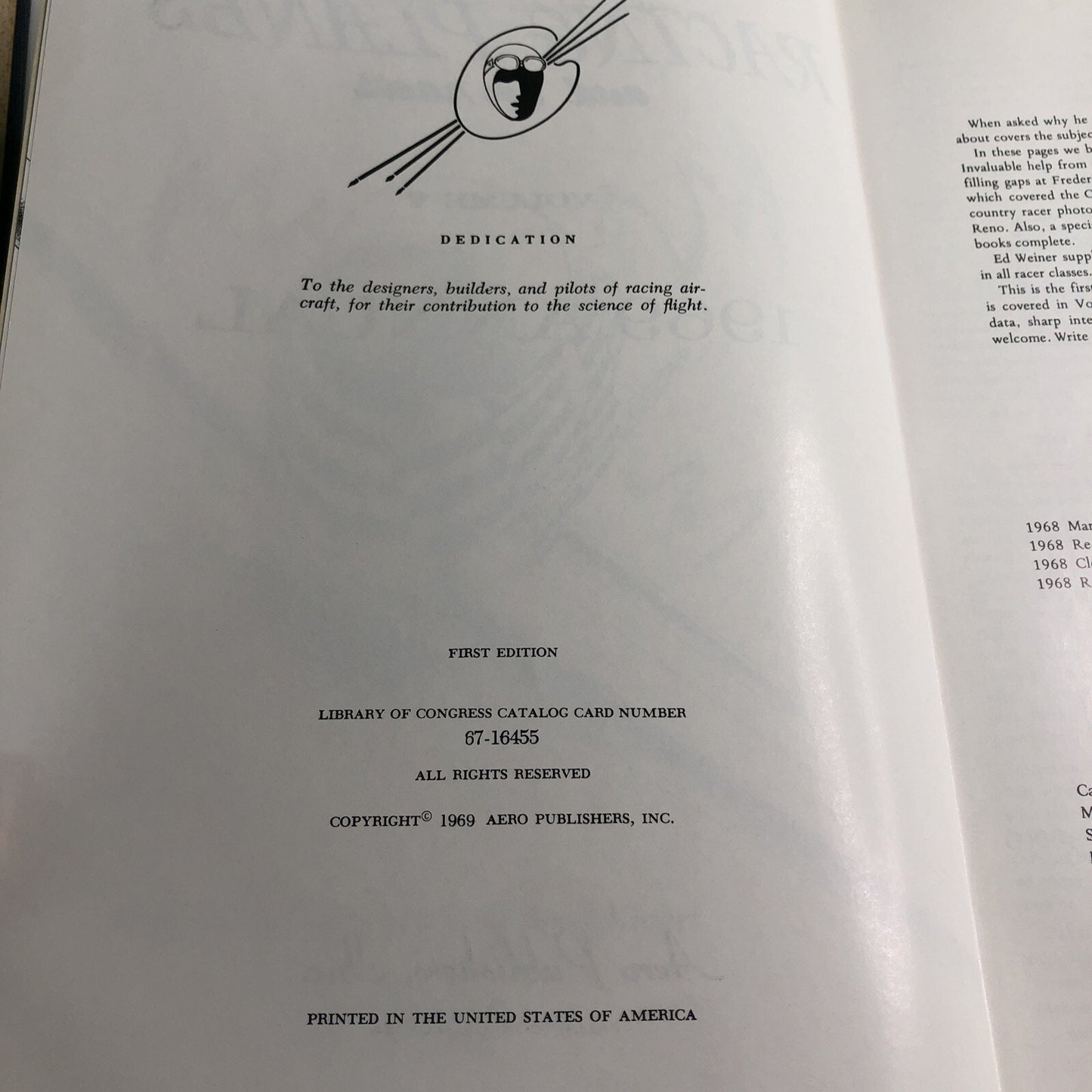 Racing Planes & Air Races 1968-1971 Reed Kinert Aero Pub. 1969 Annual Volume 5