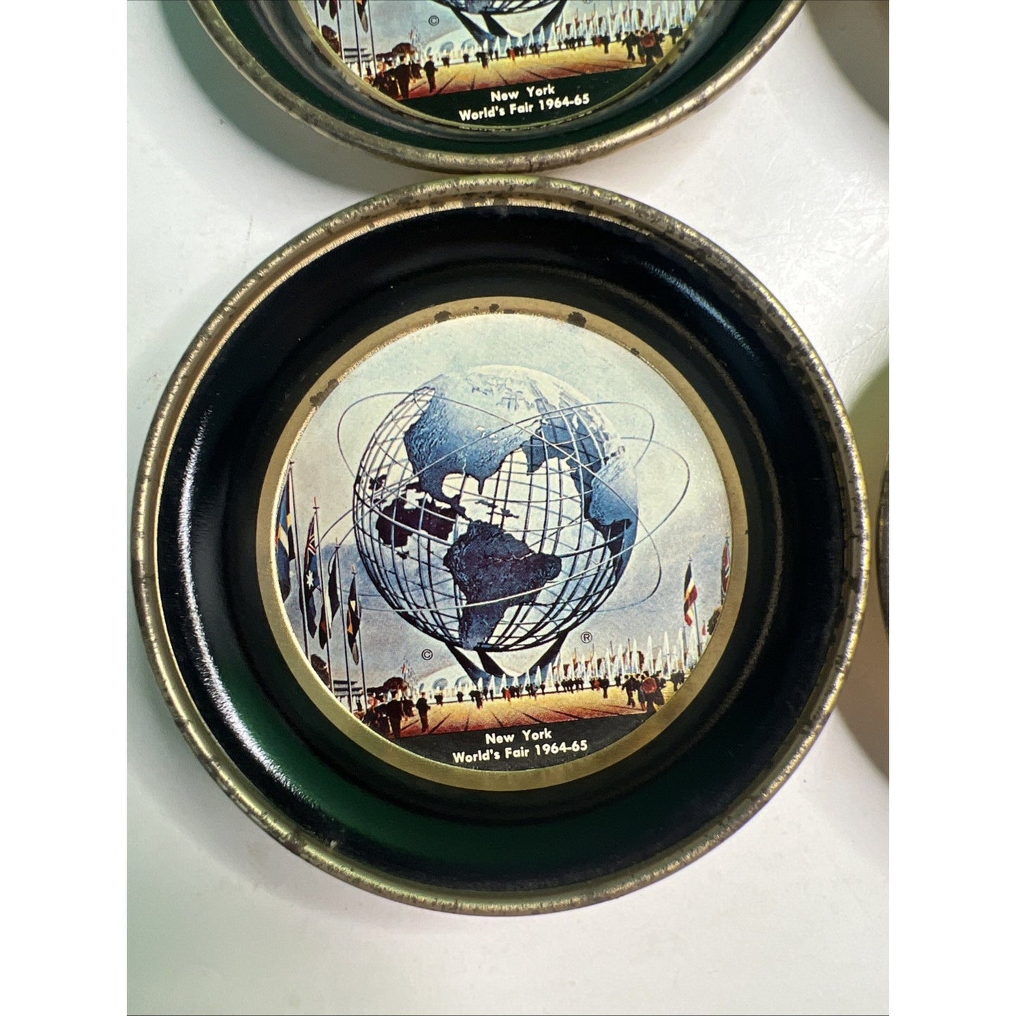 1964-65 New York World's Fair Unisphere Metal Coasters (set of 4) Trays