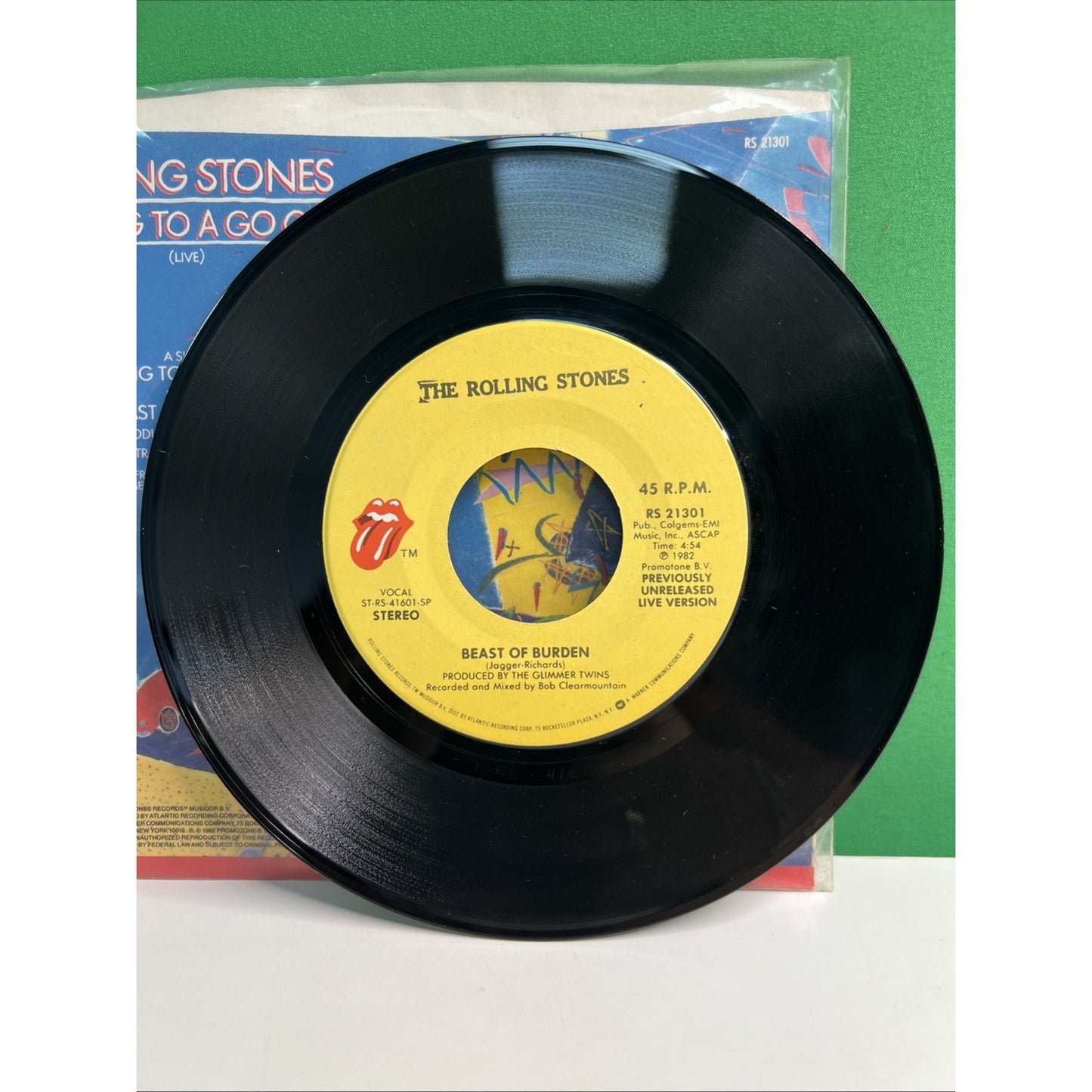 ROLLING STONES Going to a Go Go / Beast of Burden w/Picture Sleeve 45 RPM 1982