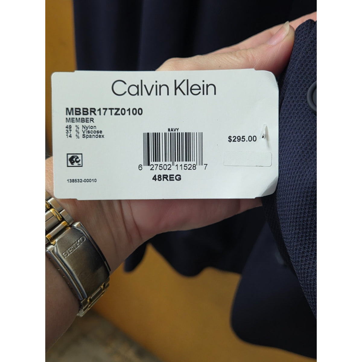 NWT Calvin Klein Slim Fit Navy Mesh Knit Member Blazer Sport Coat Jacket 48R