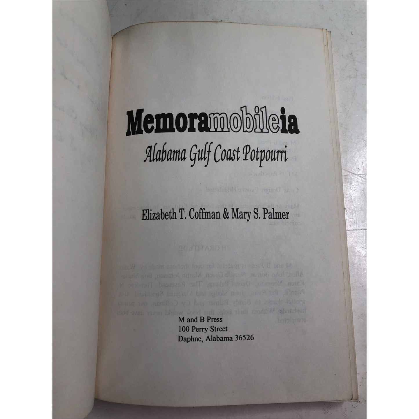 1993 Memoramobileia: Alabama Gulf Coast Potpourri PB Coffman & Palmer SIGNED 1st