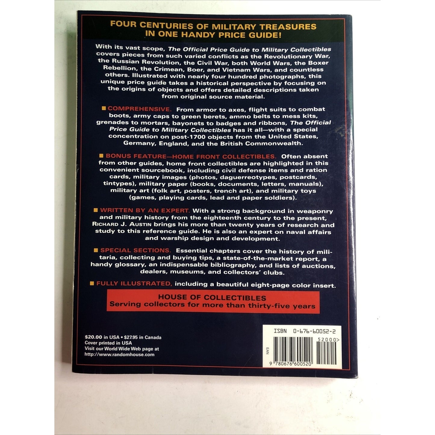 Official Price Guide Military Collectibles Sixth Edition Richard J. Austin 1998