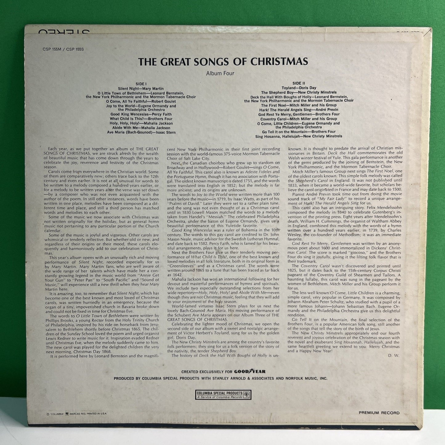 Great Songs of Christmas by the Great Artists of Our Time Album Four LP Vinyl