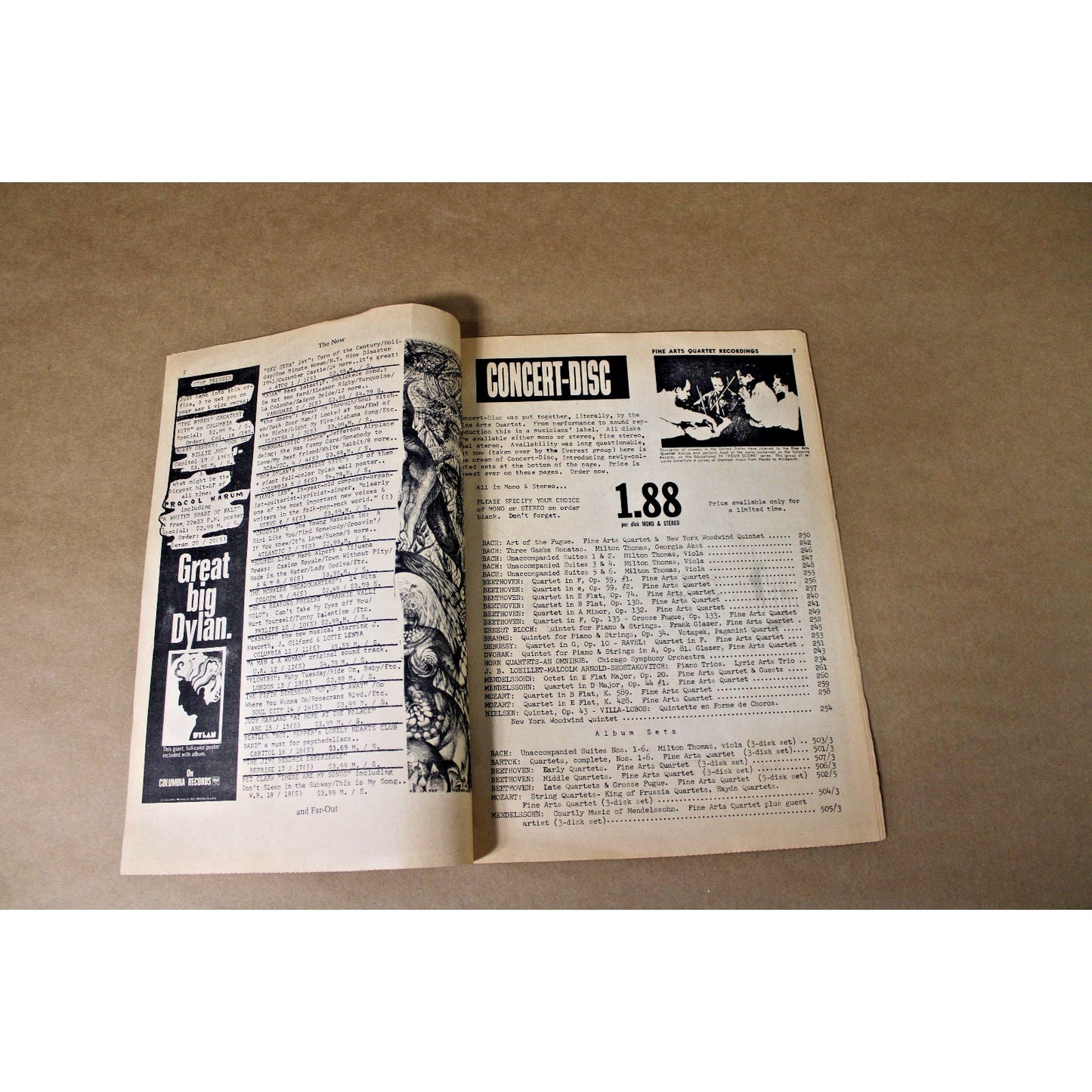 VTG 1967 NYC The Record Hunter's Catalog, George Harrison, Maria Callas, Dylan