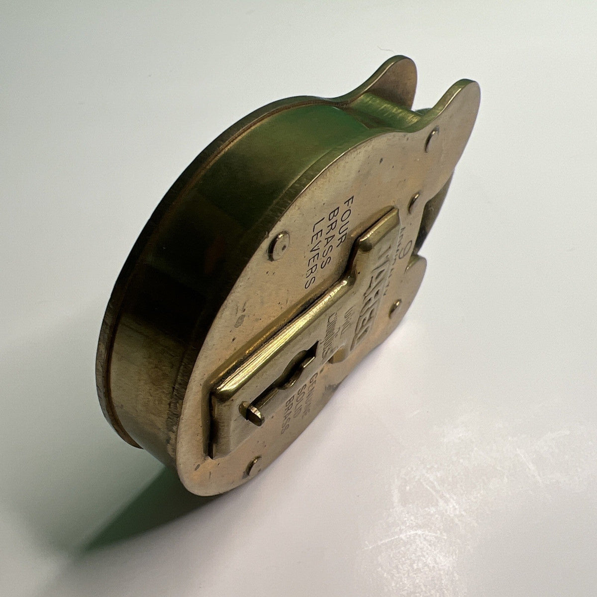Vintage Jared #9 Admiralty Old English Solid Brass Padlock Levers Lock No Key