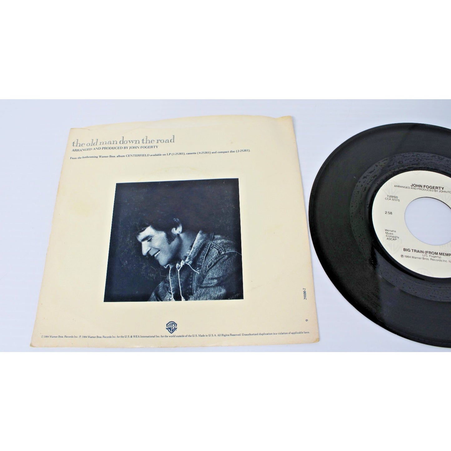 John Fogerty- 7" 45 RPM Single w/ Sleeve- The Old Man Down The Road, Big Train