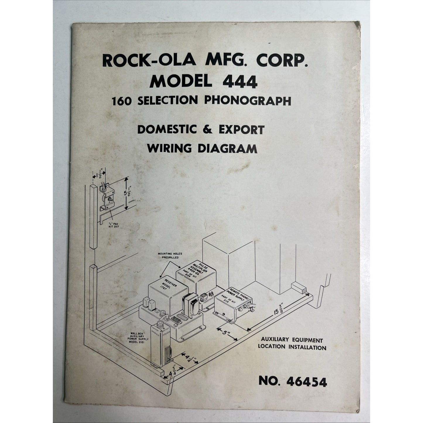 ORIGINAL ROCK-OLA MODEL 444 160 SELECTION PHONOGRAPH WIRING DIAGRAM No. 46454