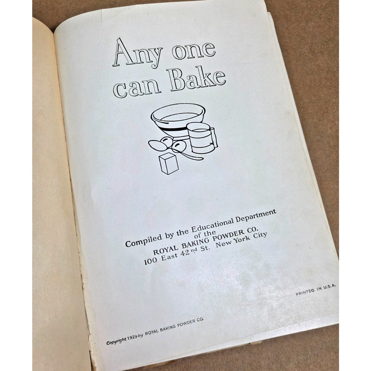 1929 Any One Can Bake Cookbook - Royal Baking Powder Co. - Vintage Art Deco