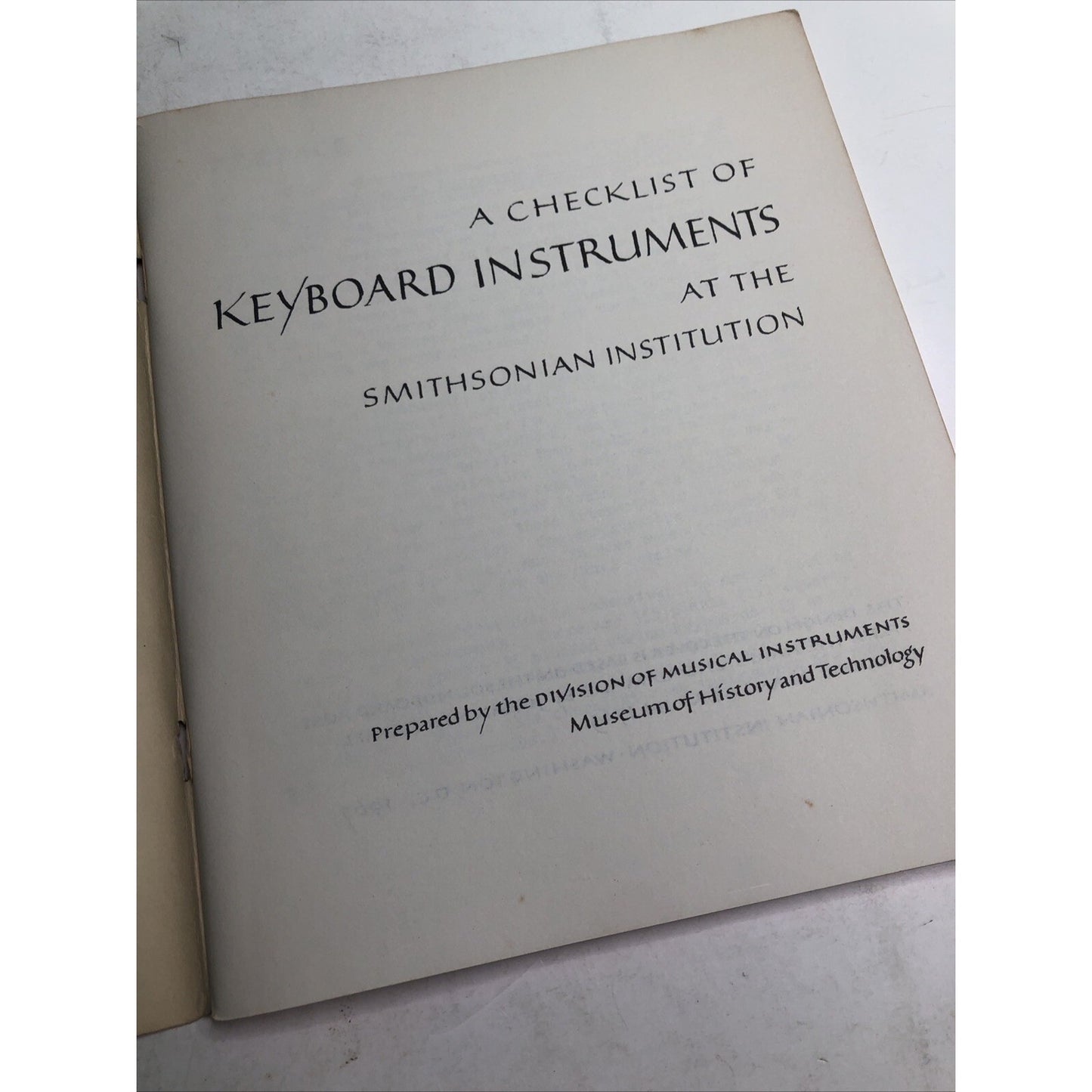 1967 Checklist Of Keyboard Instruments At The Smithsonian Institution Washington