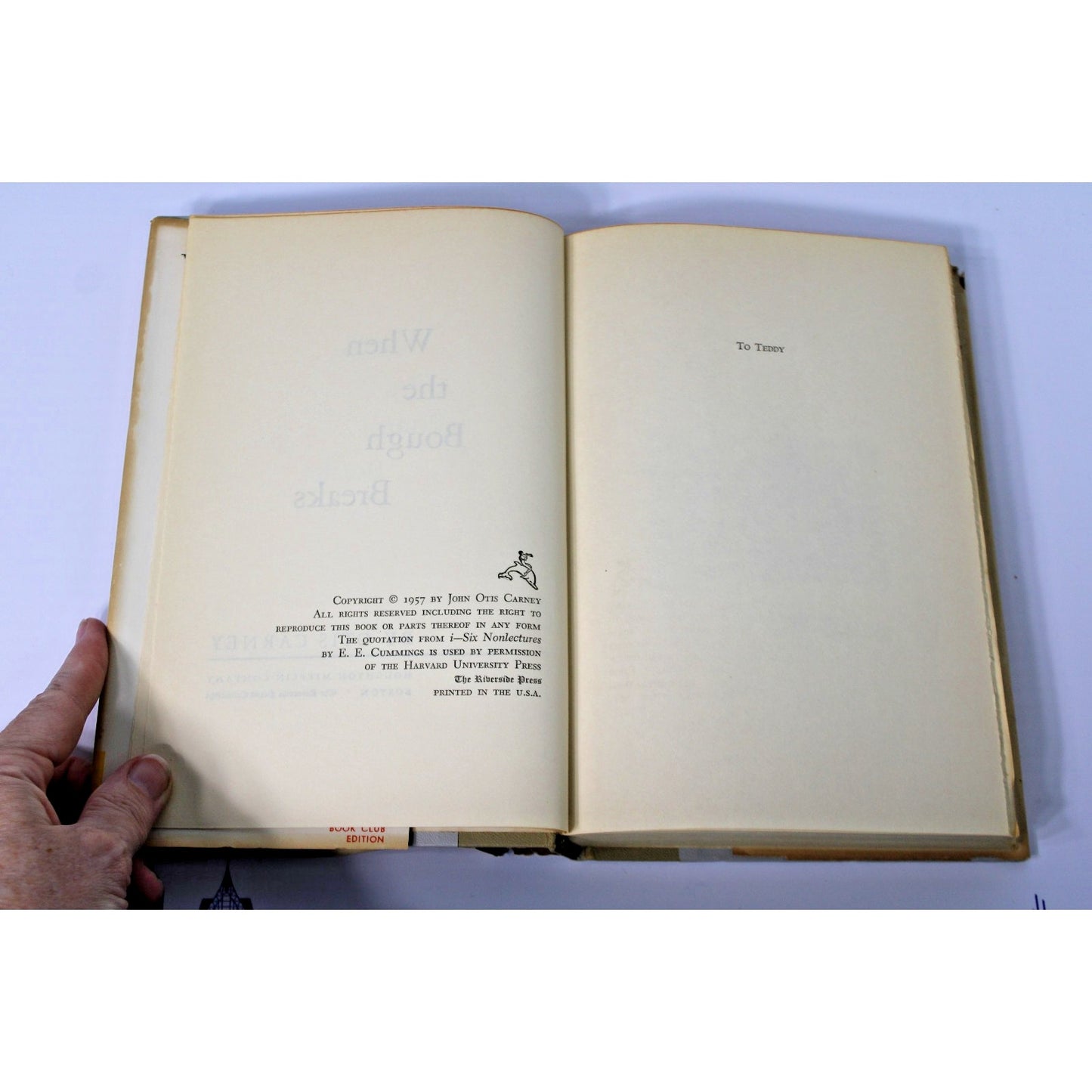 When the Bough Breaks by Otis Carney 1957 HC/DJ Book Club Edition