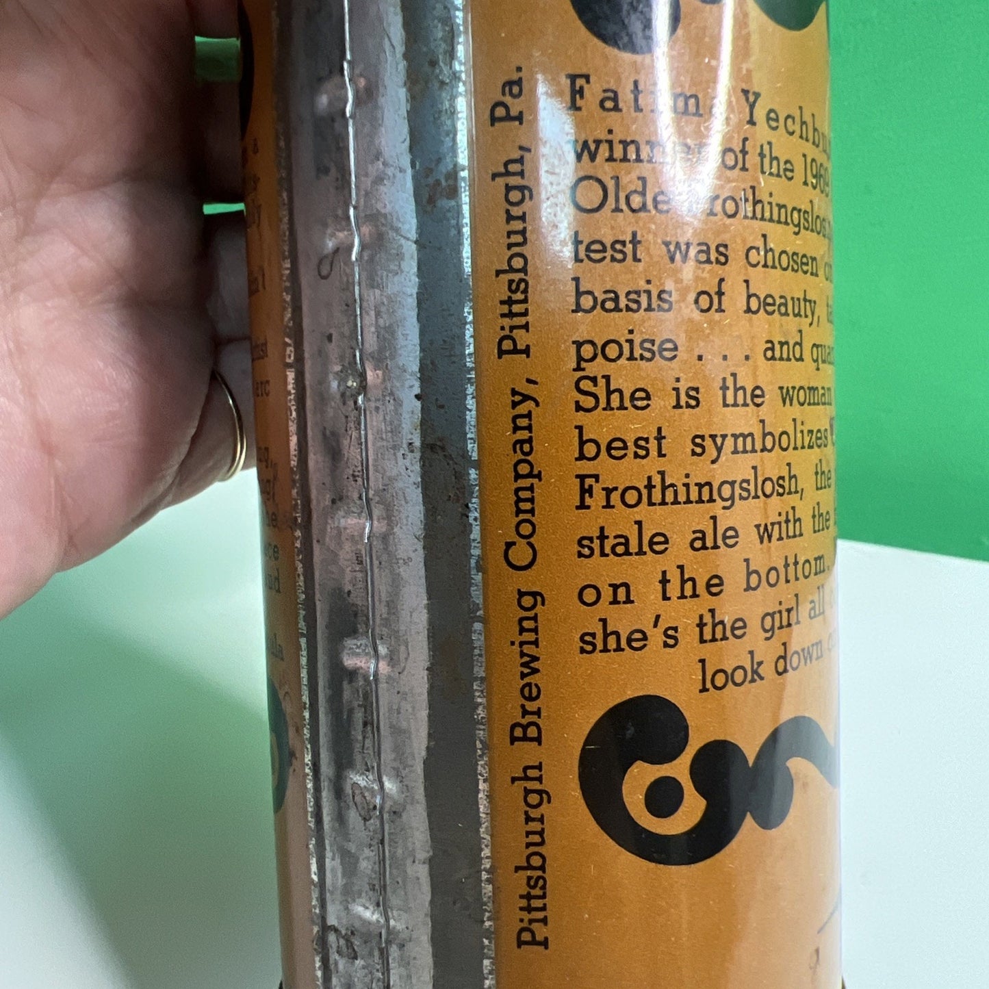 OLDE FROTHINGSLOSH Vtg Steel BEER Can ALUMINUM PULL TOP PITTSBURGH PA Brown 1969