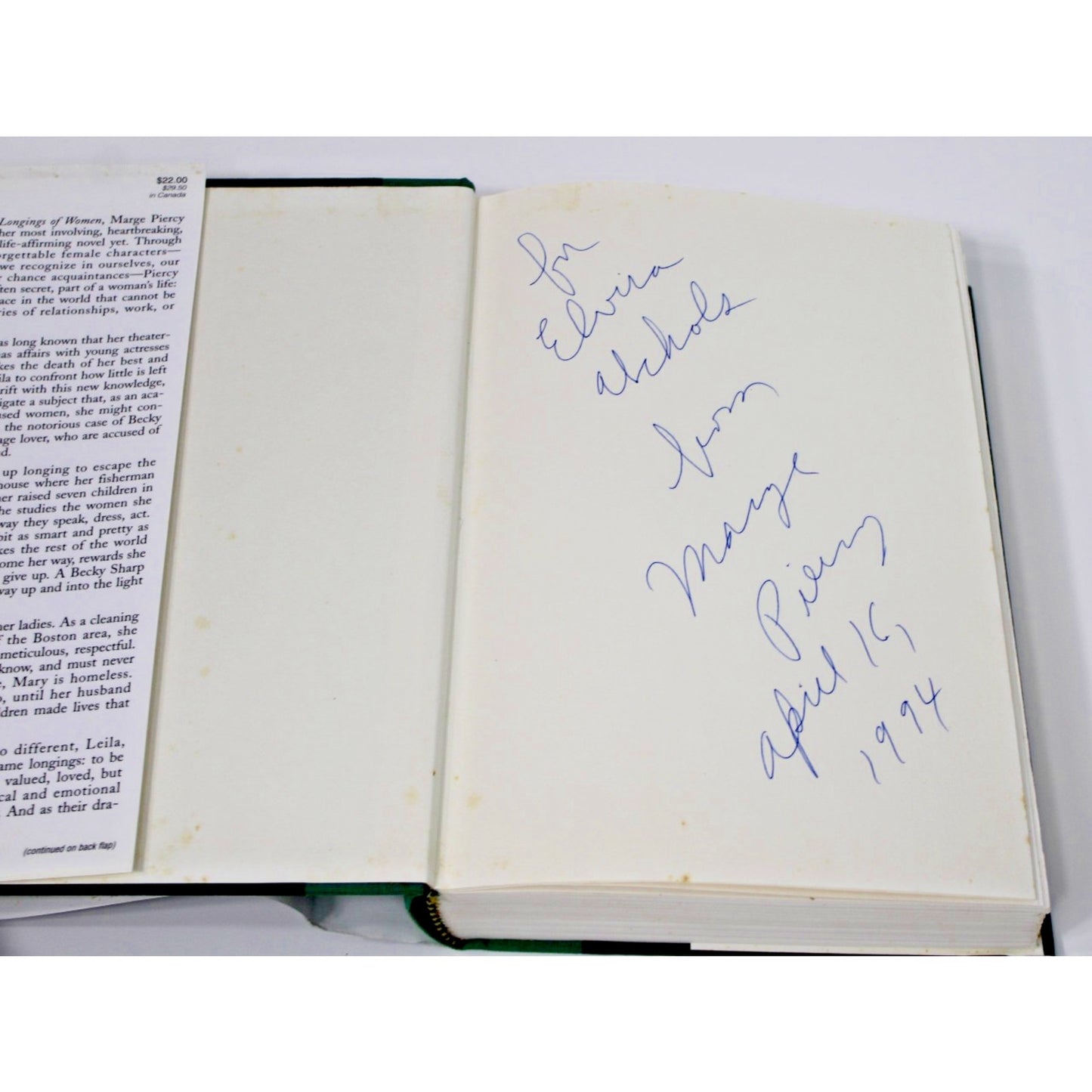 *Signed* The Longings of Women by Marge Piercy, 1994, HC/ DJ 1st Edition