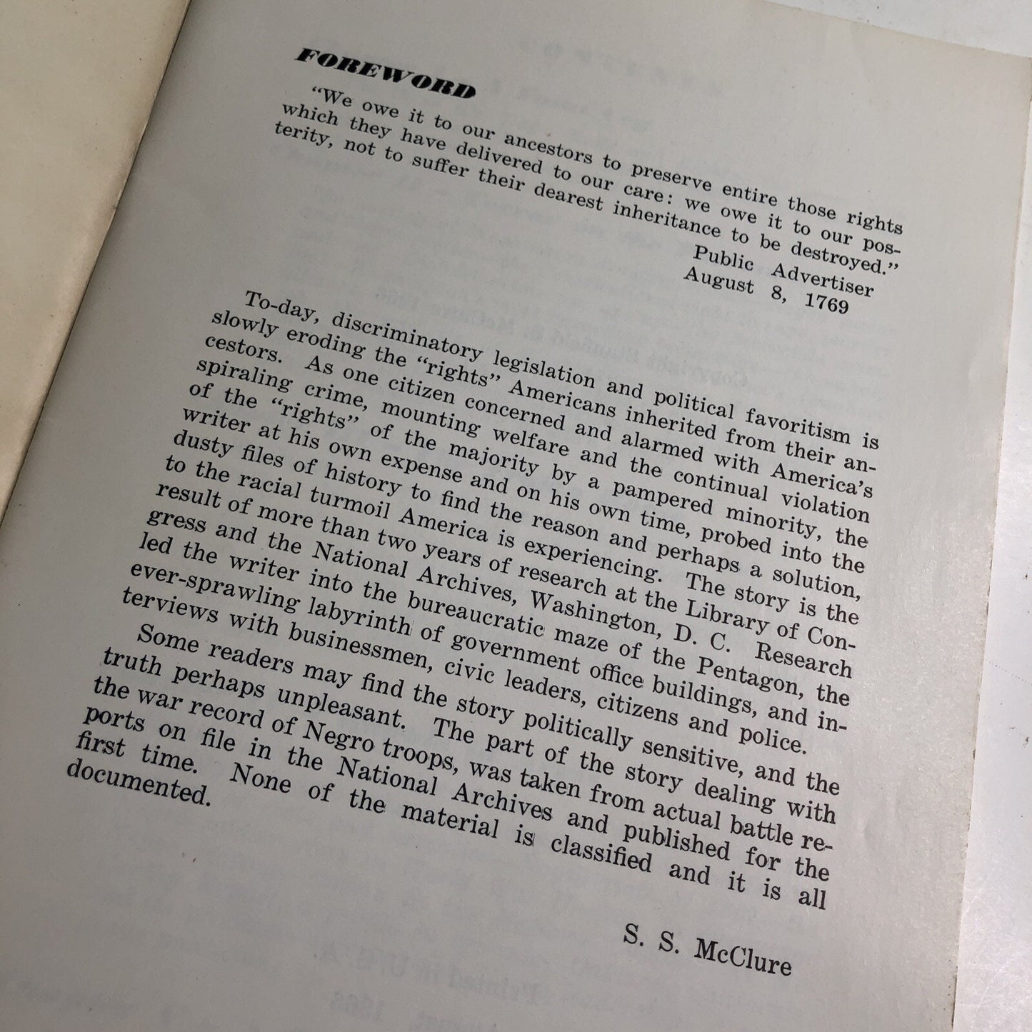 1966 Rape Riots & Rights by S. S. McClure Published By Author